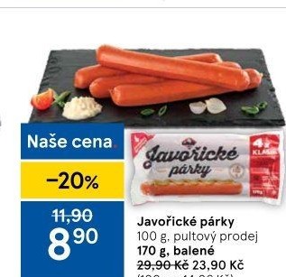 Párky javořické Kostelecké uzeniny