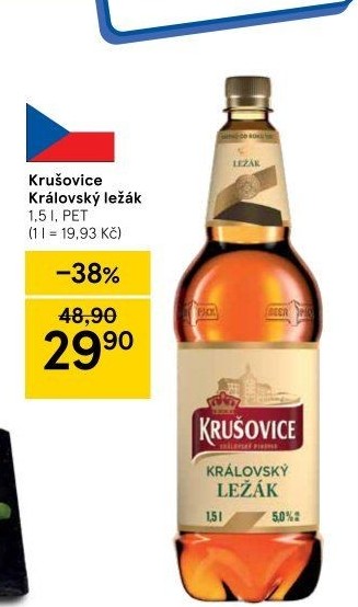 Pivo světlý ležák Královská 12° Krušovice
