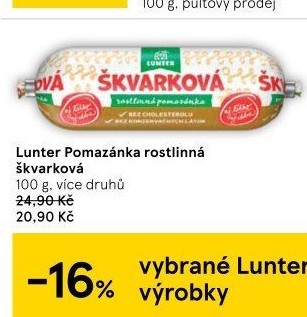 Škvarková rostlinná pomazánka Lunter