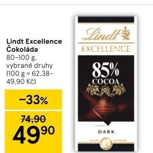 Čokoláda Excellence Lindt