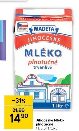 Mléko trvanlivé Jihočeské Madeta - 3,5% plnotučné