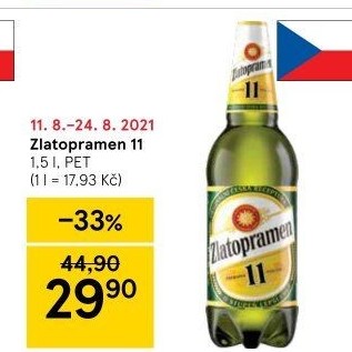 Pivo světlý ležák 11° Zlatopramen