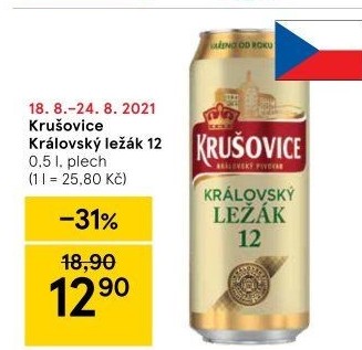 Pivo světlý ležák Královská 12° Krušovice