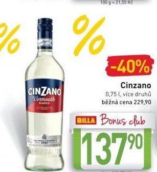 Aperitivy Cinzano