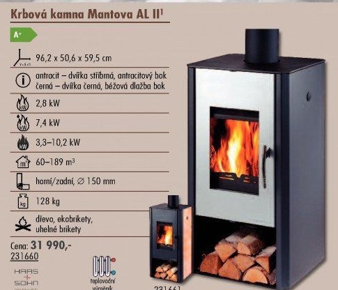 Krbová kamna Mantova AL II Haas + Sohn