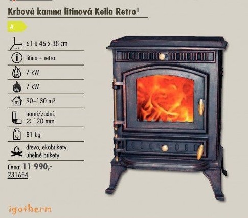 Litinová krbová kamna Keila Retro Igotherm