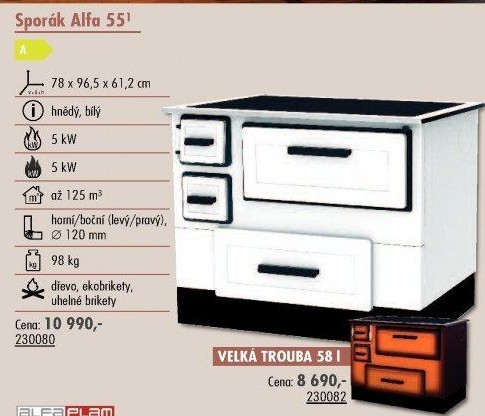 Sporák Alfa Plam Alfa 55