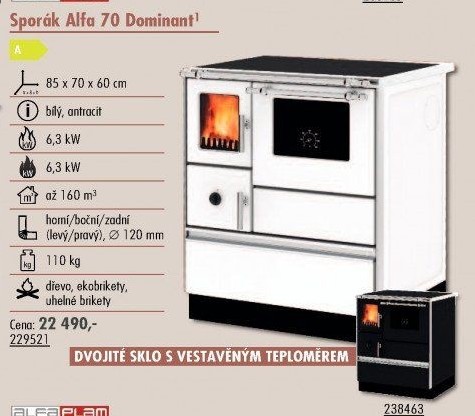 Sporák Alfa Plam Alfa 70 Dominant