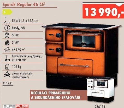 Sporák Regular 46 CE DE LUX Alfa Plam