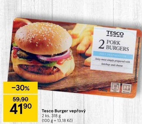 Burger vepřový Tesco