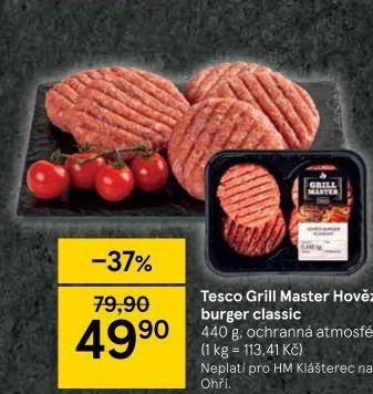 Hovězí burger Grill Master Tesco