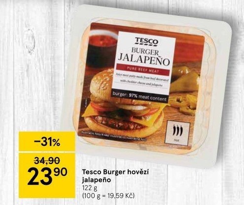 Hovězí hamburger Jalapeňo Tesco