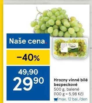 Hrozny bílé bezsemenné The Grower'