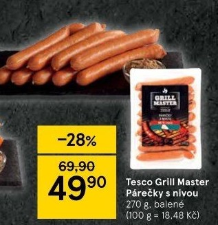 Párečky s nivou Grill Master Tesco