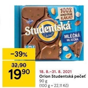 Čokoláda Studentská pečeť Orion