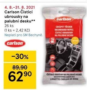 Ubrousky vlhčené na palubní desku Carlson