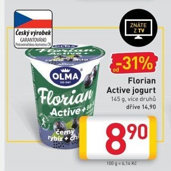 Ochucený jogurt Florian Active+ Olma