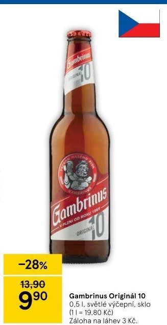 Pivo světlé výčepní Originál 10° Gambrinus