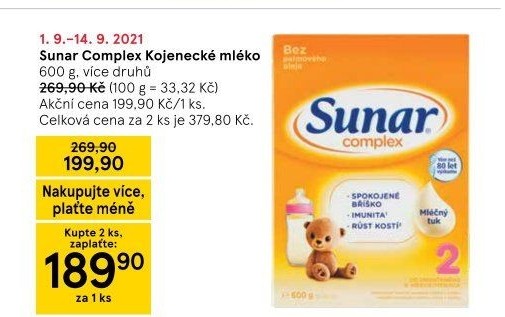 Kojenecké mléko Sunar Complex