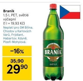 Pivo světlé výčepní 10° Braník