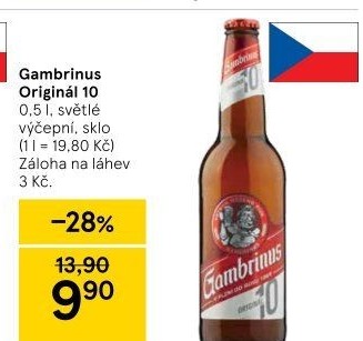 Pivo světlé výčepní Originál 10° Gambrinus
