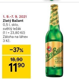 Pivo světlý ležák 12° Zlatý Bažant