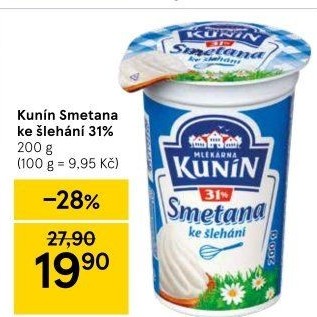 Smetana ke šlehání Kunín 31%