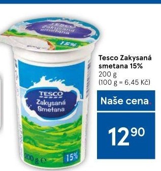 Smetana zakysaná Tesco 15%