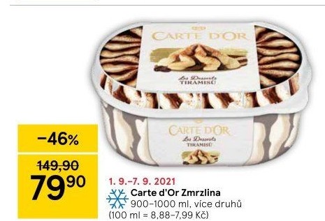Zmrzlina ve vaničce Carte D'