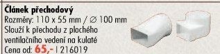 Přechodové koleno ventilace
