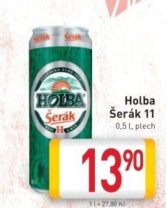 Pivo světlý ležák 11° Šerák Holba