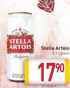 Pivo světlý ležák Stella Artois