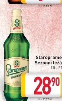 Pivo světlý sezonní ležák Staropramen