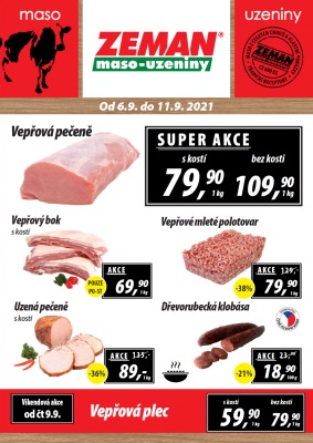 akční leták ZEMAN maso - uzeniny 6.9.2021-11.9.2021
