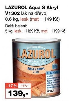 Lak na dřevo Aqua S Lazurol