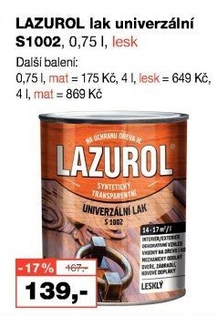 Univerzální lak na kov a dřevo Lesk Lazurol