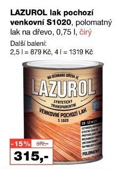 Venkovní pochozí lak Lazurol