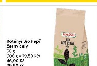 Koření pepř černý celý bio Kotányi