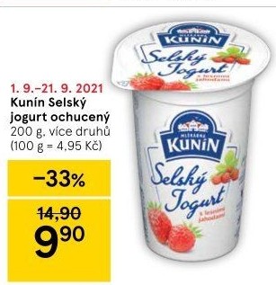 Ochucený jogurt selský Kunín