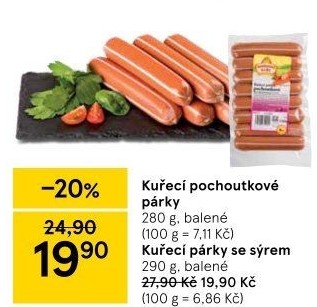 Párky kuřecí pochoutkové Vodňanské kuře