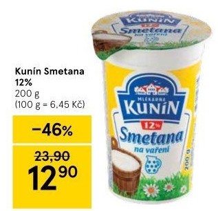 Smetana na vaření Kunín 12%