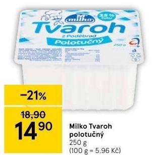 Tvaroh polotučný z Poděbrad Milko
