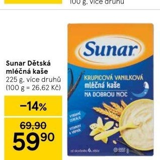 Kaše mléčná Sunar