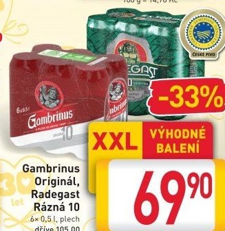 Pivo světlé výčepní Originál 10° Gambrinus