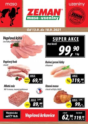 akční leták ZEMAN maso - uzeniny 13.9.2021-18.9.2021