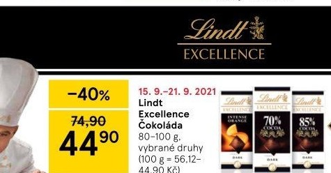Čokoláda Excellence Lindt