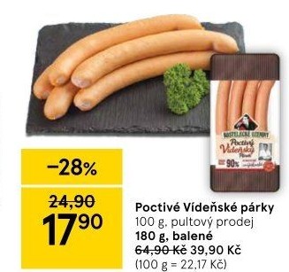 Párky vídeňské poctivé Kostelecké uzeniny