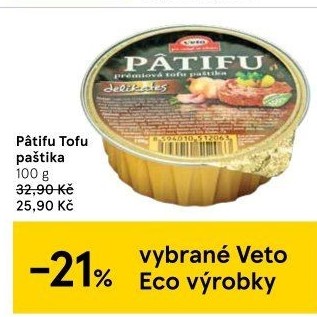Paštika rostlinná tofu Patifu Veto