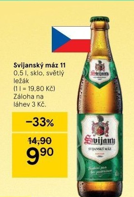 Pivo světlý ležák 11° Svijanský Máz Svijany