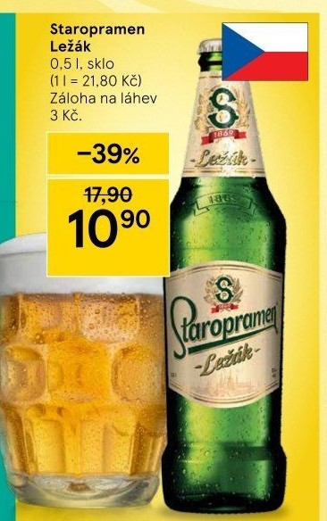 Pivo světlý ležák Staropramen